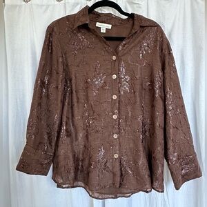 Coldwater Creek brown button down